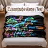 Dinosaur Theme Soft Blanket Personalized Custom Name Text Print Warm Blanket Home Sofa Bedroom Decor