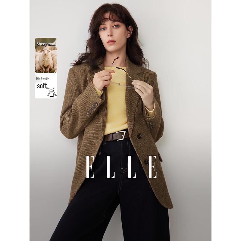 ELLE Women s French Style Wool Blend Blazer L