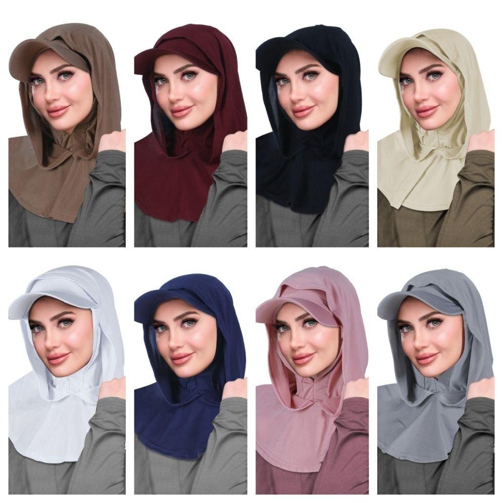 Sun Protection Sun Hat with Hood Wide Brim UV Resistant Neck Shade Cap Solid Color Neck Protection Hijab Baseball Cap Women