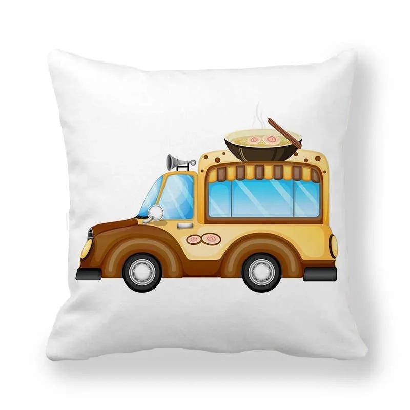 Cartoon Food Car Print Pillowcase Living Room Office Home Pillowcase Car Ornaments