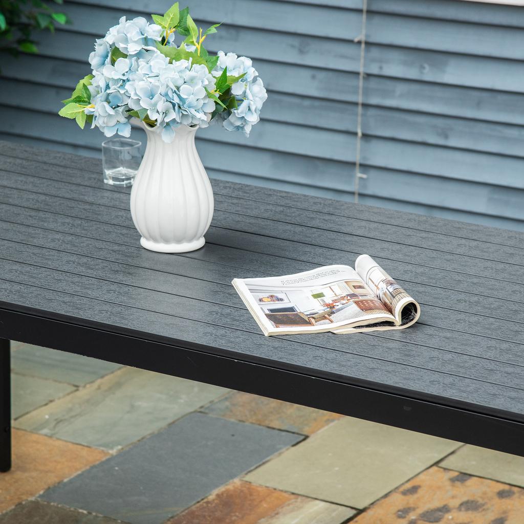 Garden Table Plastic 190 X 84.5 X 72 Cm Weatherproof, Wood Look, Wood Texture
