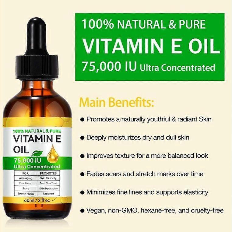 Olio di Vitamina E Biologico per Cosmetici Cura della Pelle 60ml - 100% Naturale & Puro meno