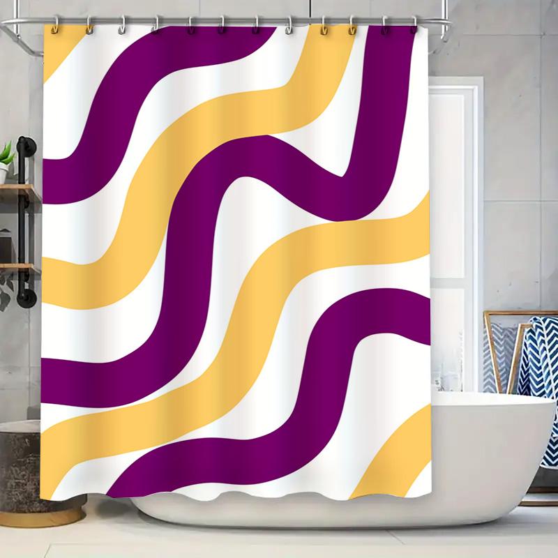 Luxury Shower Curtain Modern Blue Fabric Easy Clean Waterproof Bath Decoration W60H190(CM)-1 Pcs
