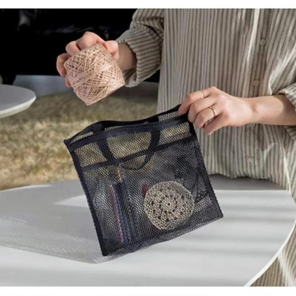 Mesh-Reiseaufbewahrung, Duschtasche, Strand-Toilettentasche, Kosmetiktasche, Handtasche, Netztasche, Toilettenartikel-Aufbewahrungstasche für Outdoor-Zubehör