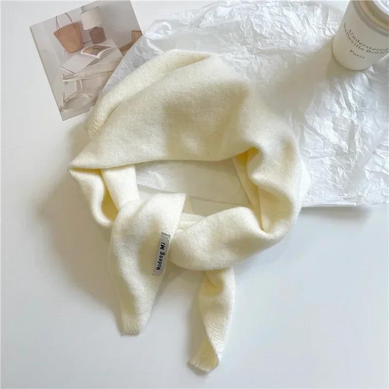 Winter Korea Knitted  Triangle Scarf Wool Warm Shawl Scarf Women Neck Protection Smallscarf Cashmere Scarf