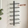 Wall Mounted Wine Rack, 6 Tier Metal Wine Display Rack, Storage Holder for Kitchen, Black