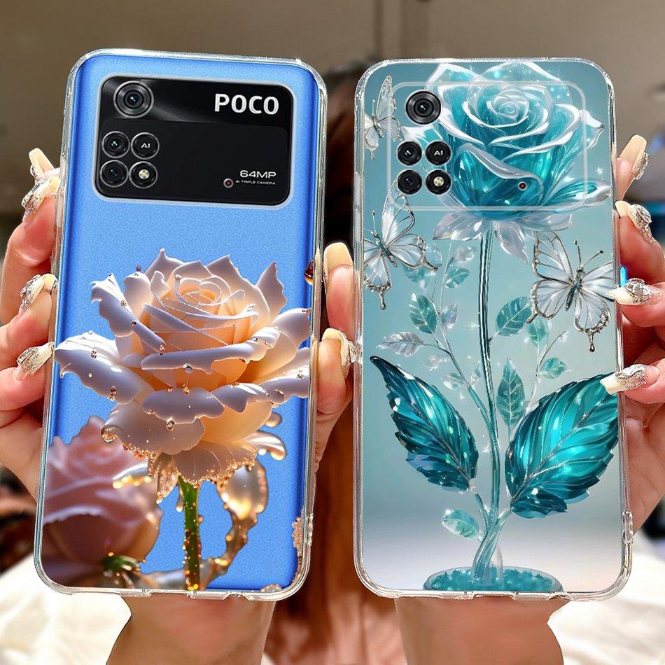 For Xiaomi Poco M4 Pro Elegant Floral Butterfly Phone Case For Xiaomi Poco M4 5G PocoM4 Pro 5G 4G Soft Silicone TPU Cases