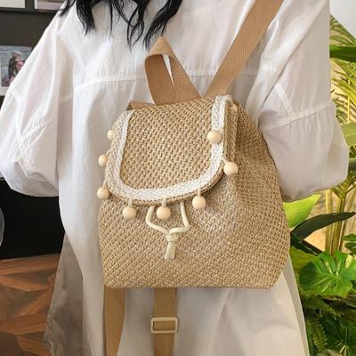 Ethnic Wind Straw Woven Bag Spring and Summer Woven Backpack Large Capacity Leisure Lightweight Travel Backpack