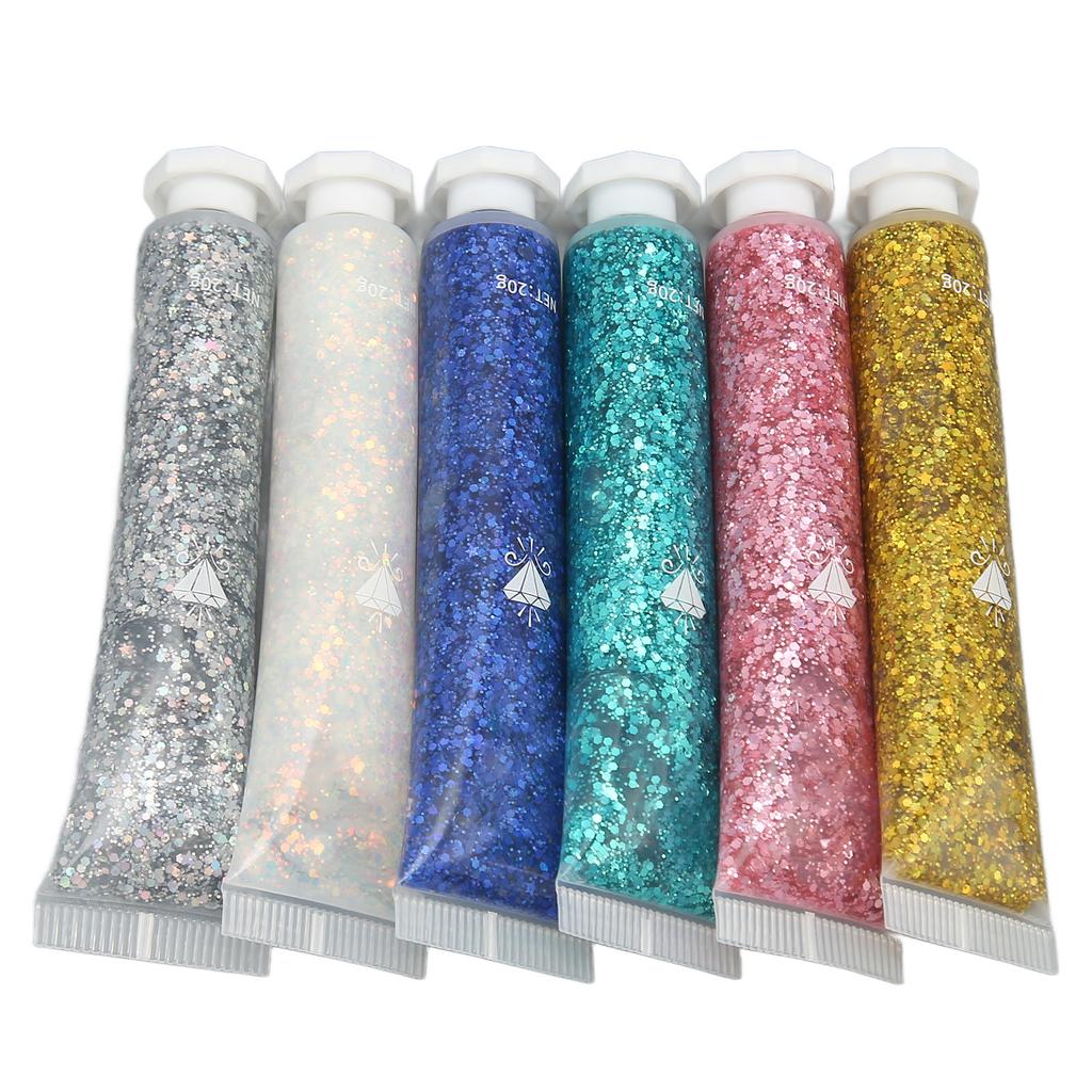6pcs 0.7oz Eyeshadow Glitter Cream Makeup Long Lasting Shiny Face Body Glitter Gel for Stage Performance