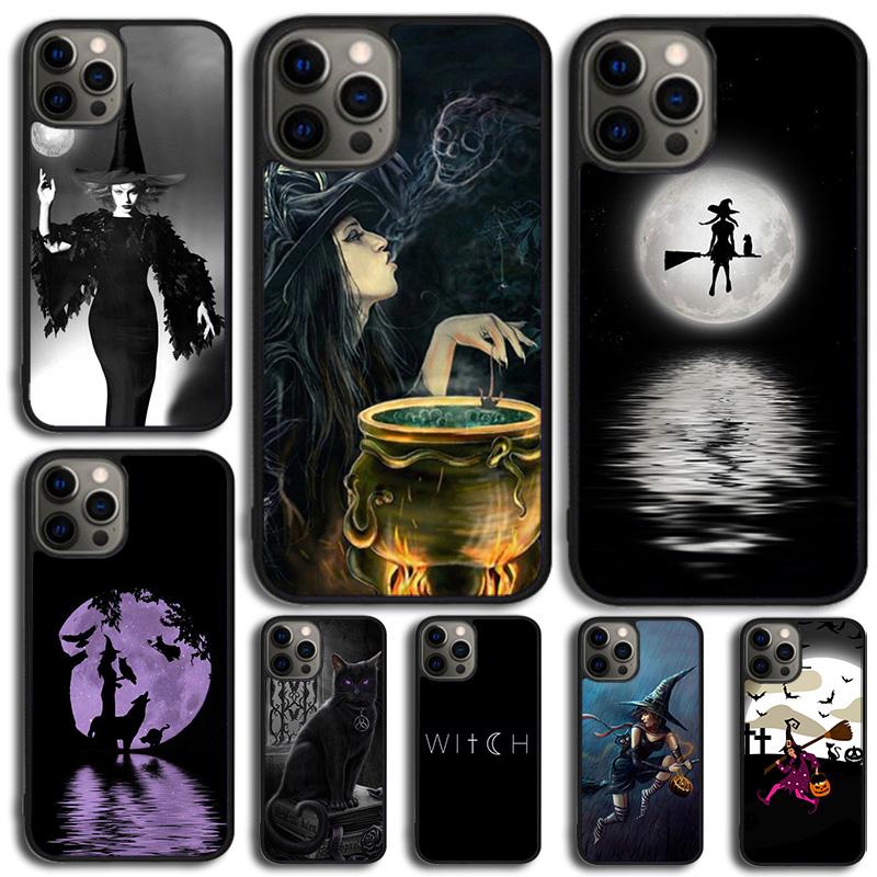 Halloween Moon Witch Horror Phone Case For iPhone 17 Air 16 15 14 13 12 11 Pro Max Plus Max Cover Shell Coque
