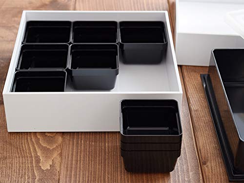 Tableware East Japanese Modern Hors d'oeuvre Square Two-Tiered Box, 18cm, White, with Dividers