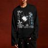 Dark Anime Gothic Portrait Print Long-Sleeve T-Shirt, Men's Shirts, High-Street Loose-Fit Cropped Tops for Men and Women, Casual Everyday Wear