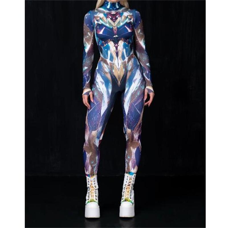 

3D-печатный Fantazi Bodysuit женский киберсексуальный комбинезон киберпанк робот зентай костюмы Хэллоуин карнавал выступление комбинезон Adult 4XL