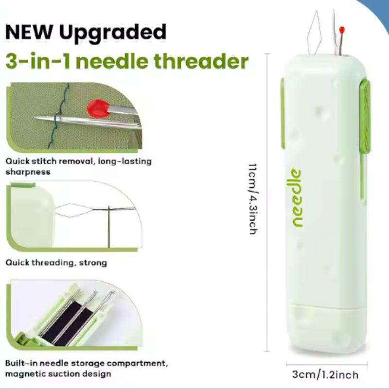 3 in 1 Needle-threaders with Seam Ripper Retractable Threading Seam Remover Tool for Sewing Crafting Embroidery Accesories