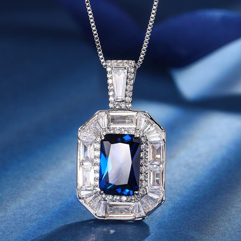 Jewelry Copper Bottom Gold-Plated Simulation Color Treasure Corundum Square Diamond 8 * 12 Temperament Ring Set Women