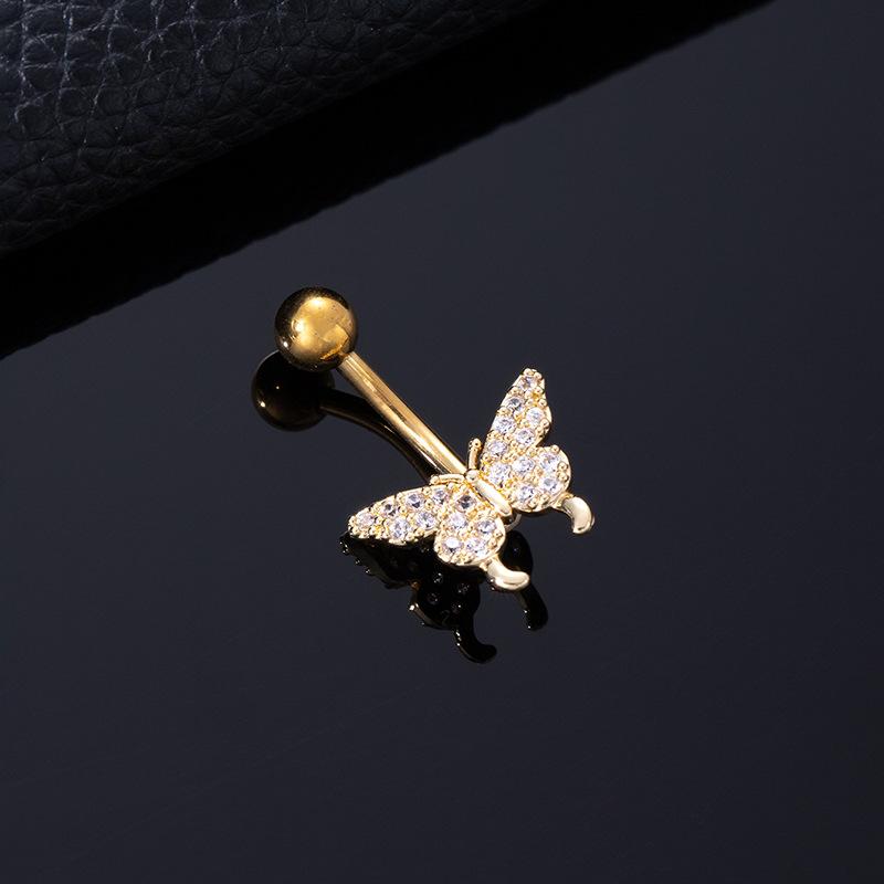 Color Zircon Spiral Piercing Navel Nail Color Butterfly Wind Navel Clip Rabbit Navel Buckle