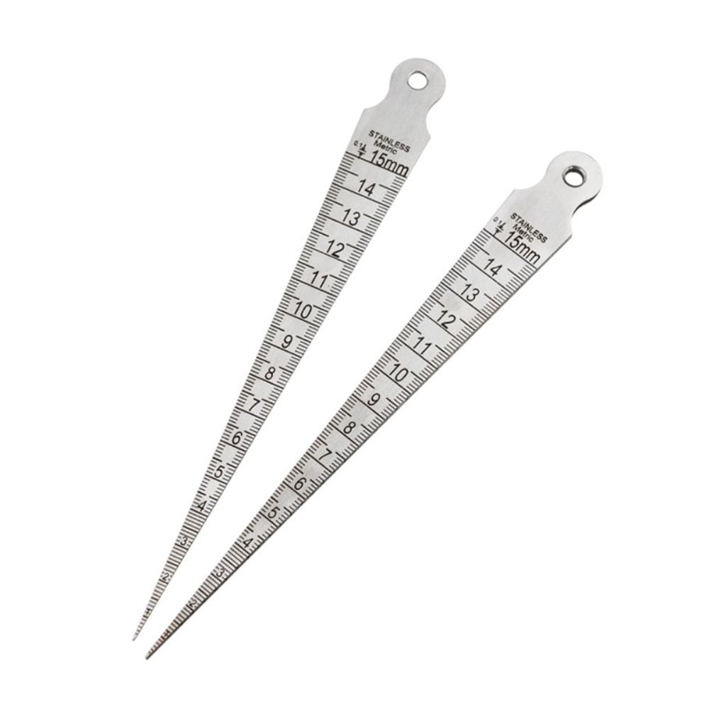 Stainless Steel Wedge Feeler Ruler 0-15mm Welding Taper Ruler Hole Inspection Tool Gap Gauge