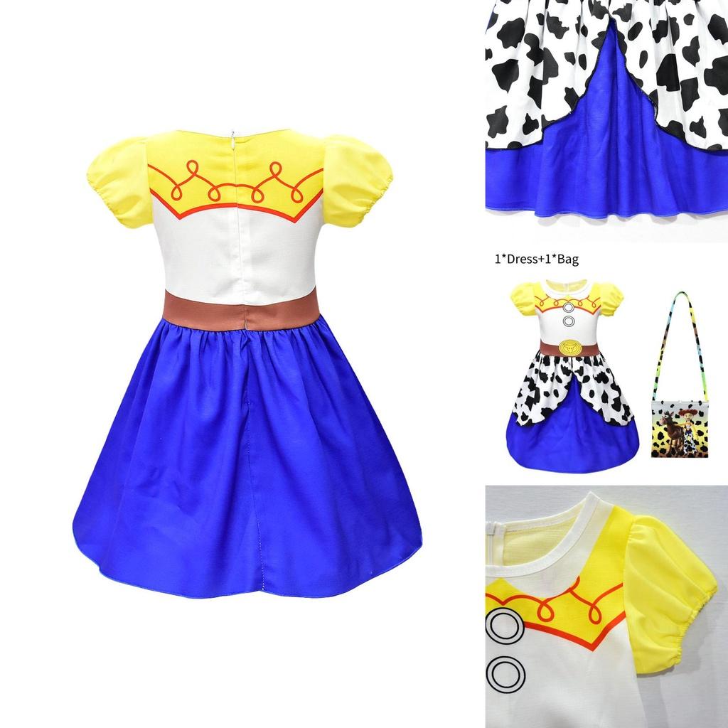 Cotton Princess Dress For Girls Alice Style Short Sleeve Lovely And Charming Ideal For 90-140cm Height