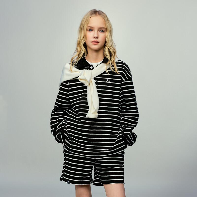 ELLE KIDS Striped Waffle Long Sleeve T-Shirt 140