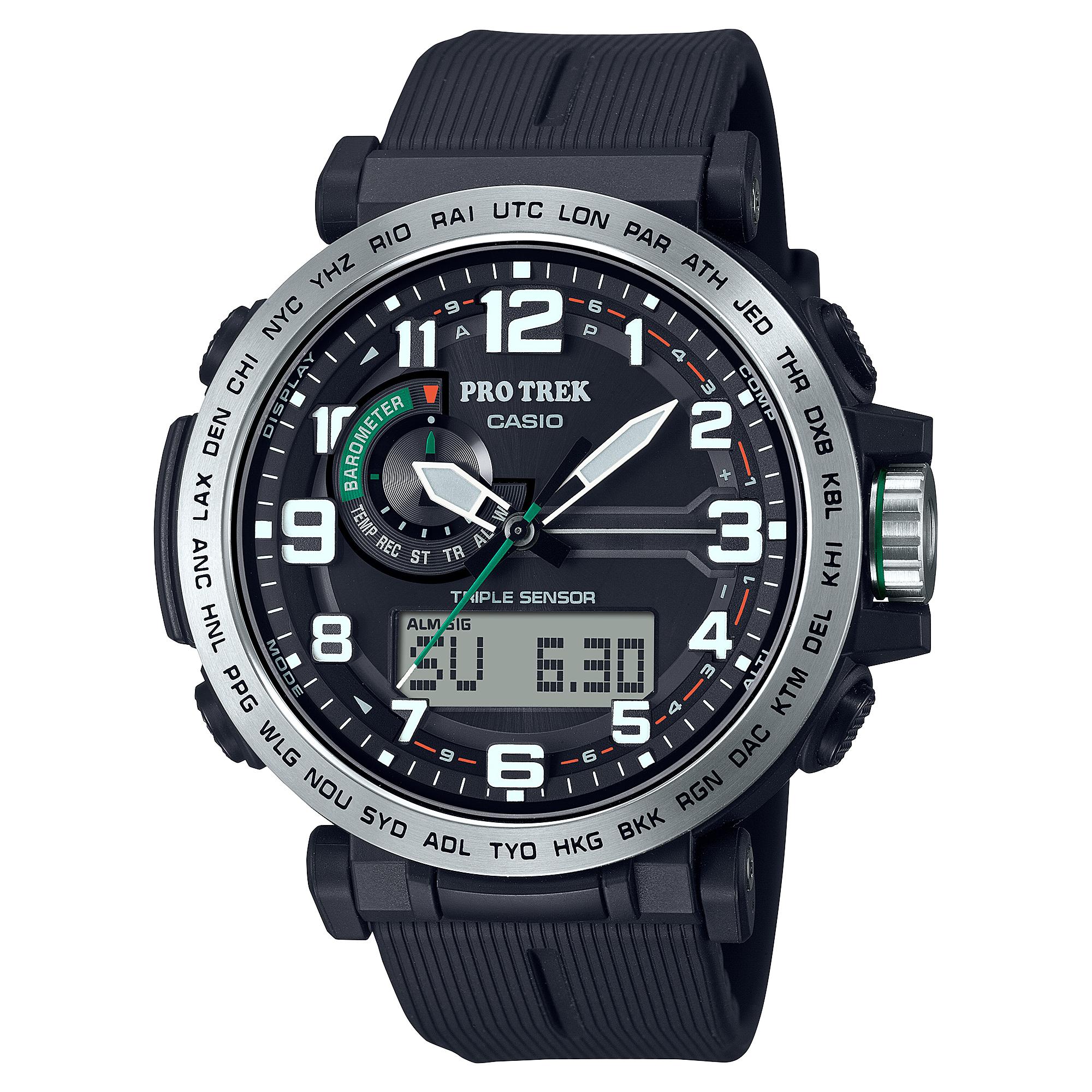 

Casio Men s Stainless Steel 100M Water Resistant Digital Alarm Quartz Watch PRG-601-1 чорний