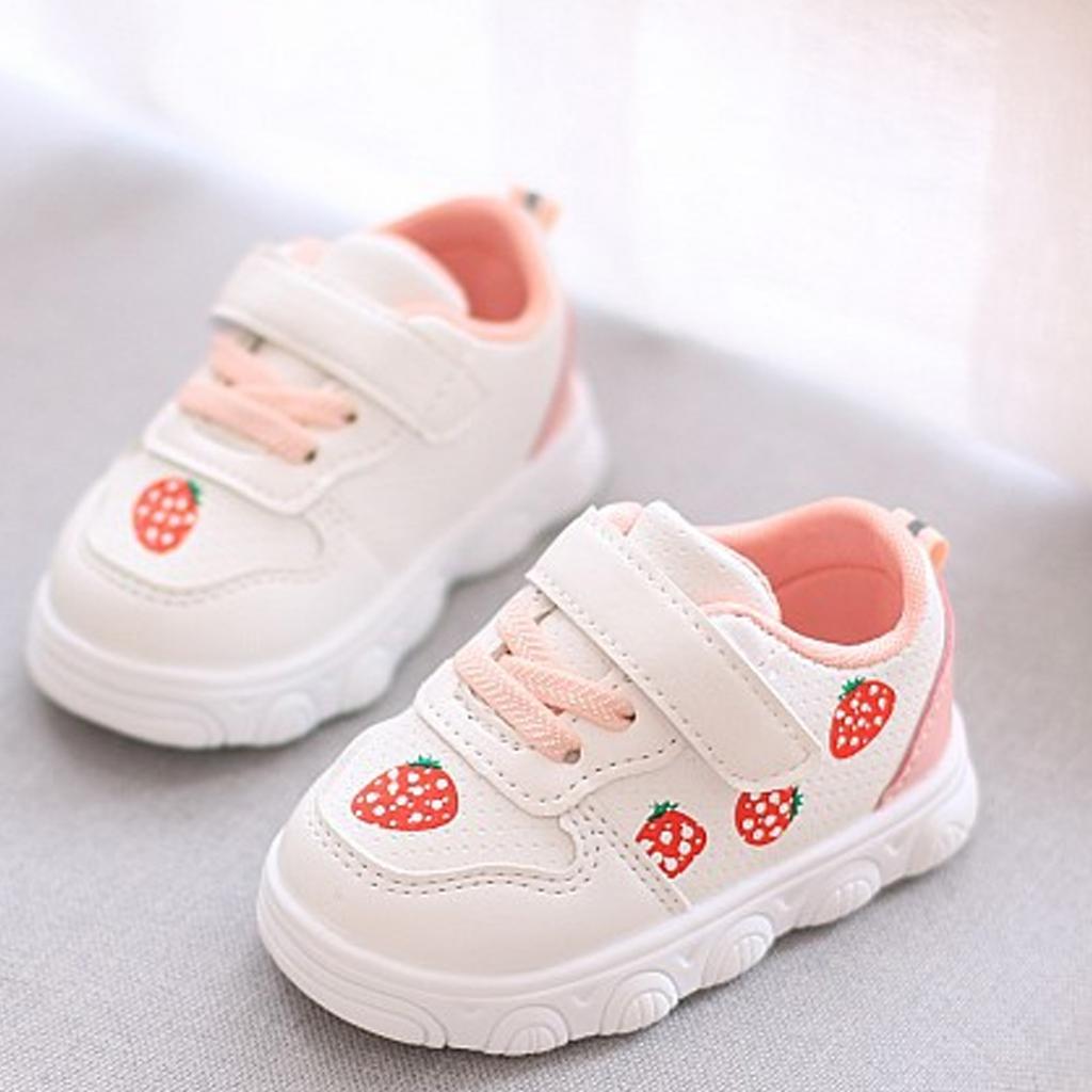 Baby Shoes Strawberry Pattern Skid Resistance Soft Comfortable Fashionable Baby Walking Shoes with Breathable Holes