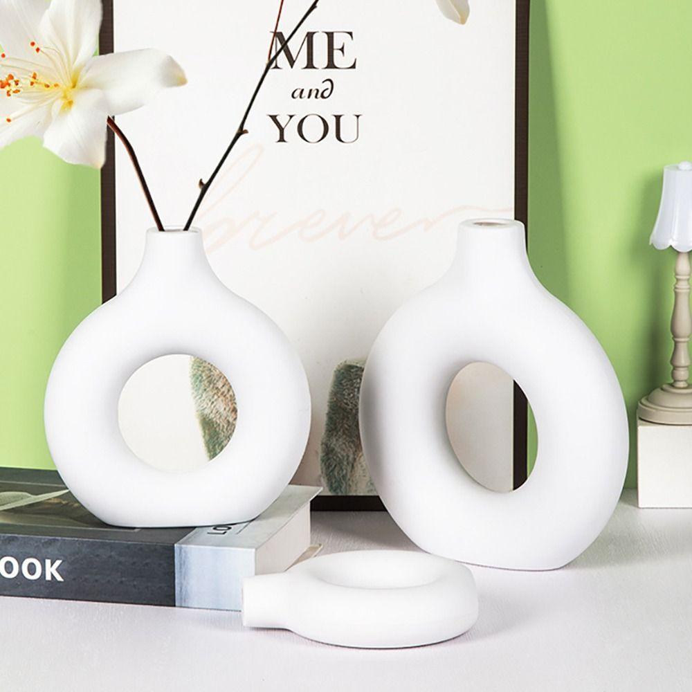 1Pcs Imitation Ceramic Plastic Vase Nordic Style Flower Pot Home Decorations Ornaments  Living Room
