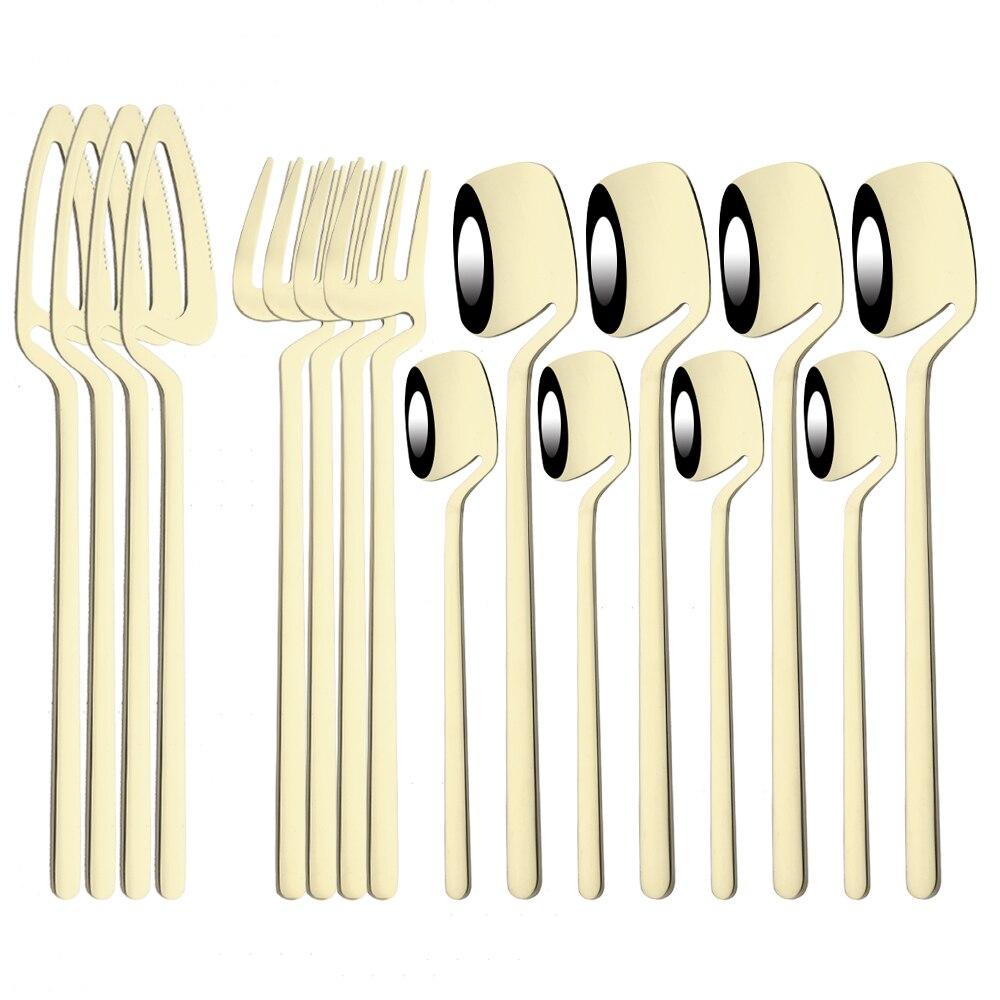 16Pcs Rainbow Color Dinnerware Flatware Cutlery Set Dinner Forks Knives Coffee Tea Spoons Stainless Steel Tableware Dinner Set
