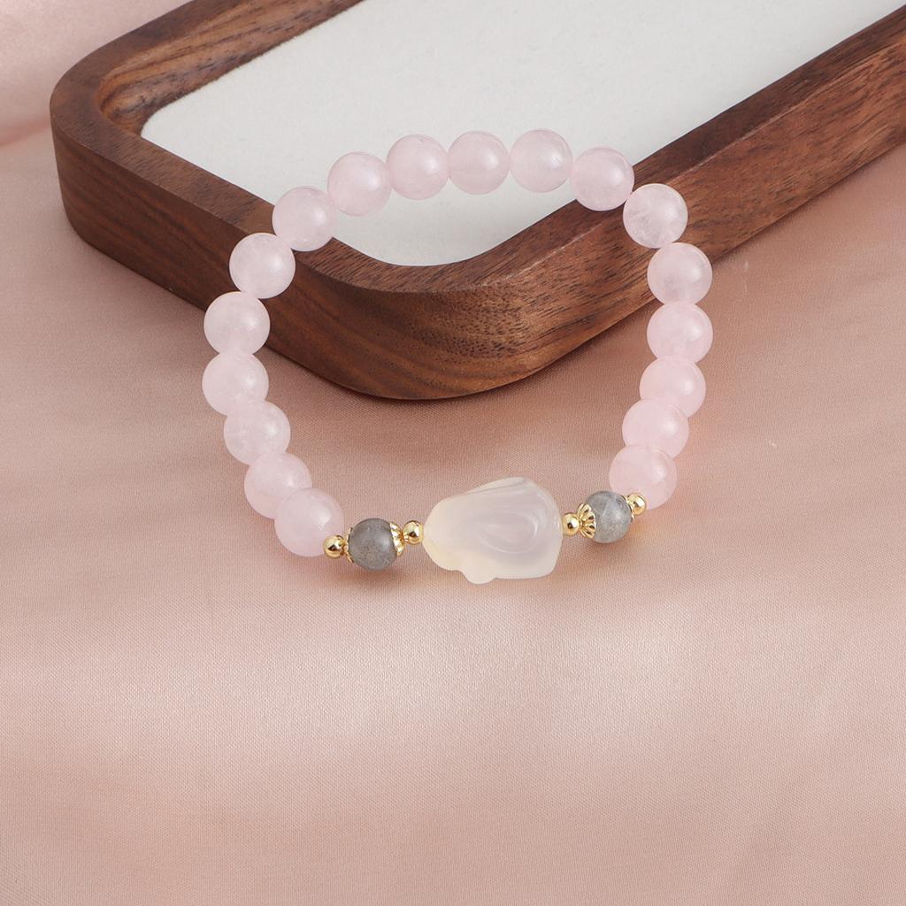 Natural powder crystal bracelet powder crystal strawberry crystal Pixiu girl heart new Chinese bracelet peach blossom wealth for girlfriend