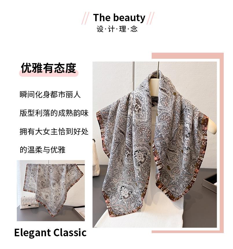 Retro cashew herringbone pattern cotton and linen small square scarf silk scarf imitation velvet headscarf shawl sun protection scarf women's scarf