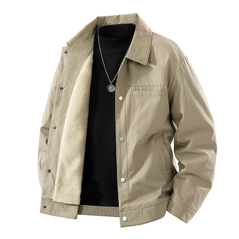 Men's Thick-Lined Flannel Jacket with Textured Casual Fit