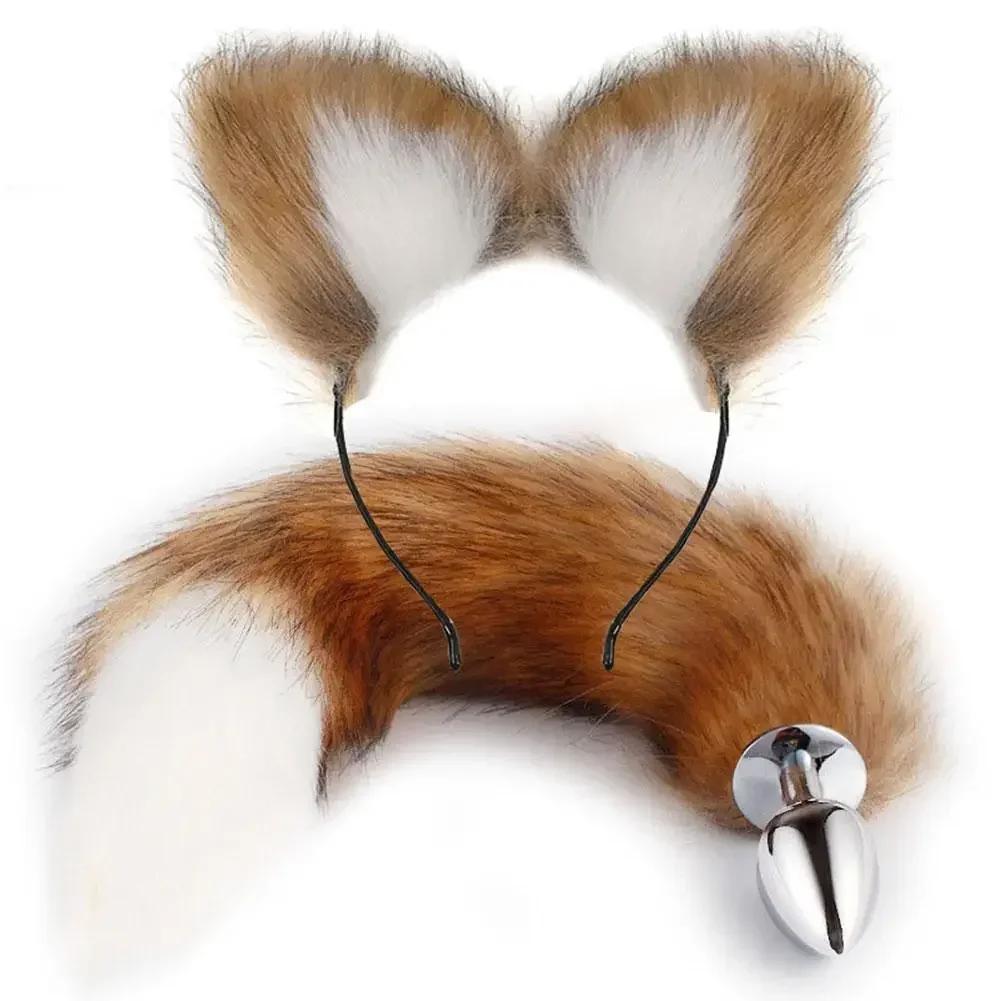 Butt Plug Anal Sex Toys Sexy Plush Cat Ear Headband Necklace Set Massage Sex toys For Women Couples Cosplay Fox Tail