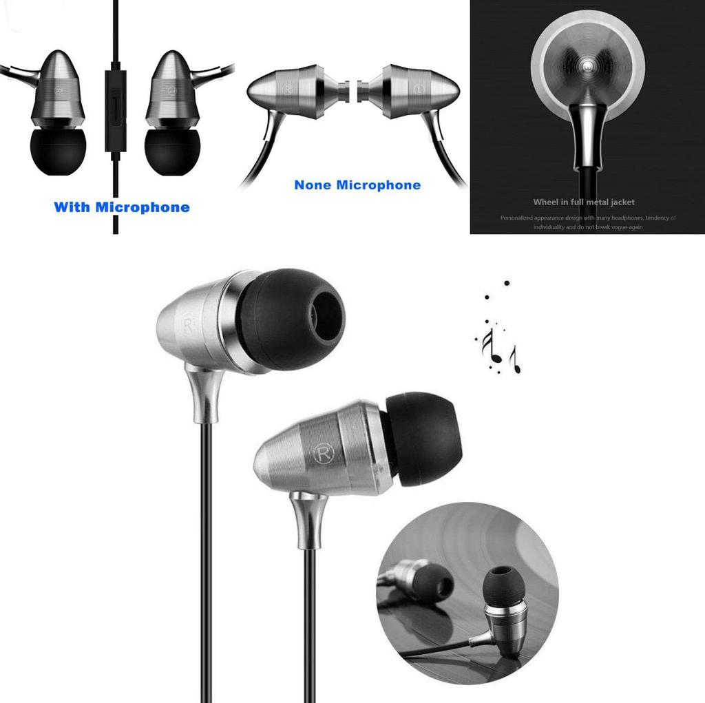 Silver Bullet Earphones Metal Deep Bass Wired Inear Headphones For Music Lovers