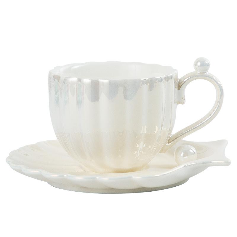 Pearl Shell Coffee Cup European Style Creative Coffee Cup Disc Ceramic Cup Gift Ins Afternoon Tea Set Tea Set