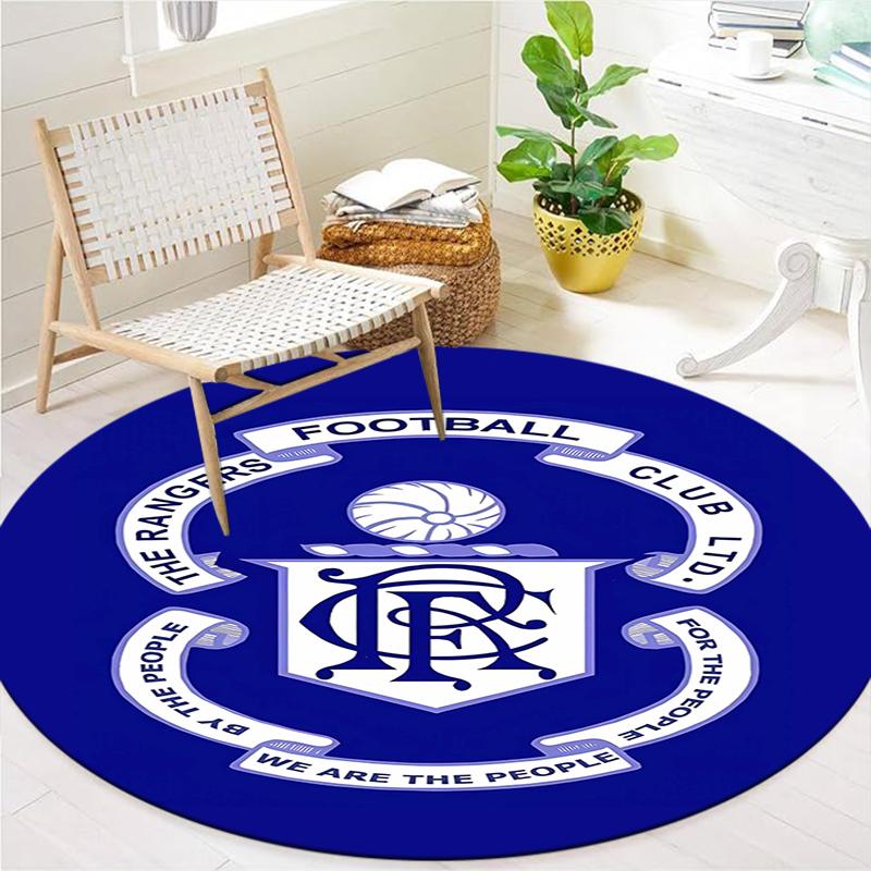 Tappeto Rotondo Rangers F.C., Tappeto per Soggiorno Camera da Letto Divano Stanza dei Giochi Decorazione, Tappetino Antiscivolo