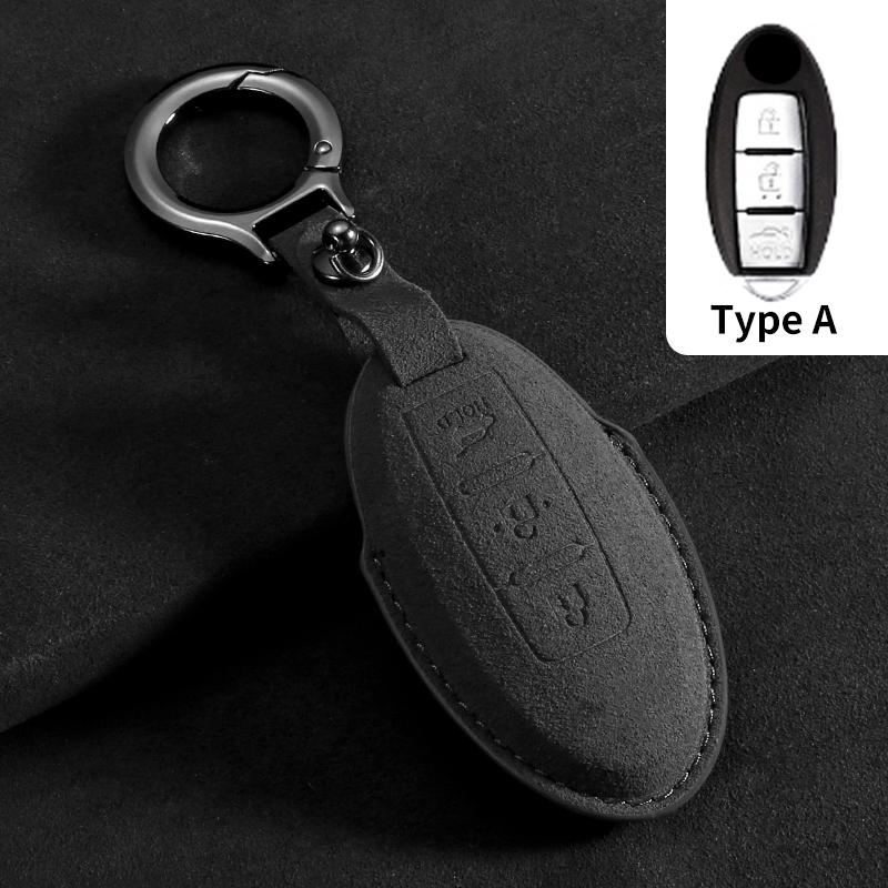Suede Car Key Case Cover Fit For Q50 Q60 Q70 Qx50 Qx60 Qx70 G25 Fx Jx35 Fx25 Fx35 Ex37 Non-Oem Key Fob Protector