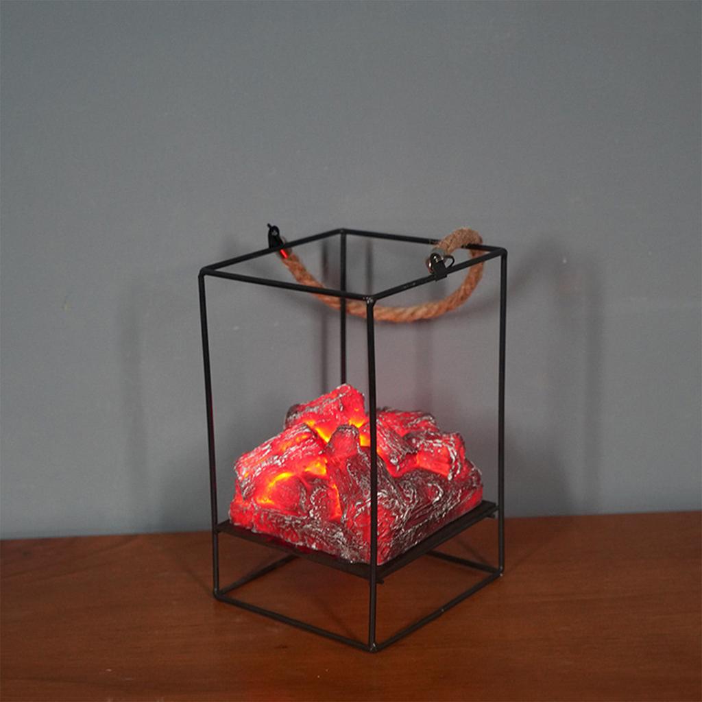 Bonfire Lamp Flameless LED Light Fake Fireplace Lamp Iron Home Decoration for Room Type B 470g /