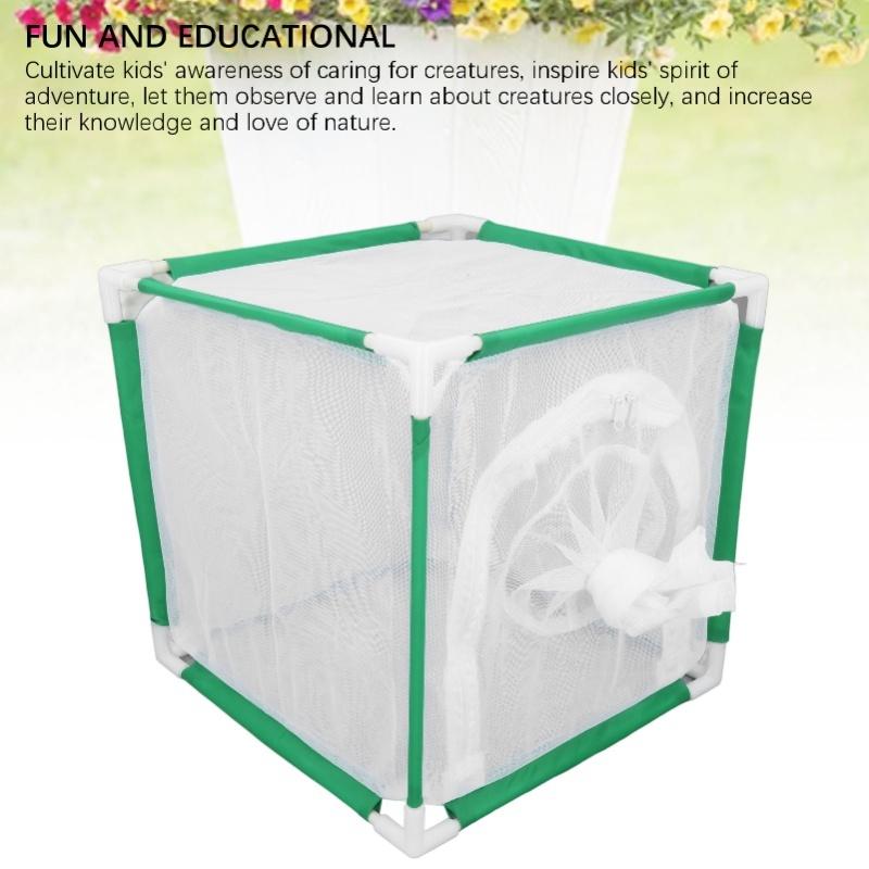 Cube Butterflies Cage With Sleeve Door Portable Butterflies Habitat Cage For Indoor Outdoor Activities