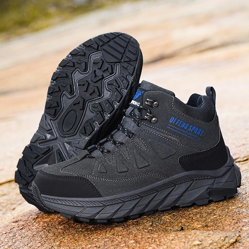 Fashion High Quality Leather Hiking Shoes Durable Outdoor Sport Men Trekking Leather Shoes Lace-Up Climbing Hunting Sneakers