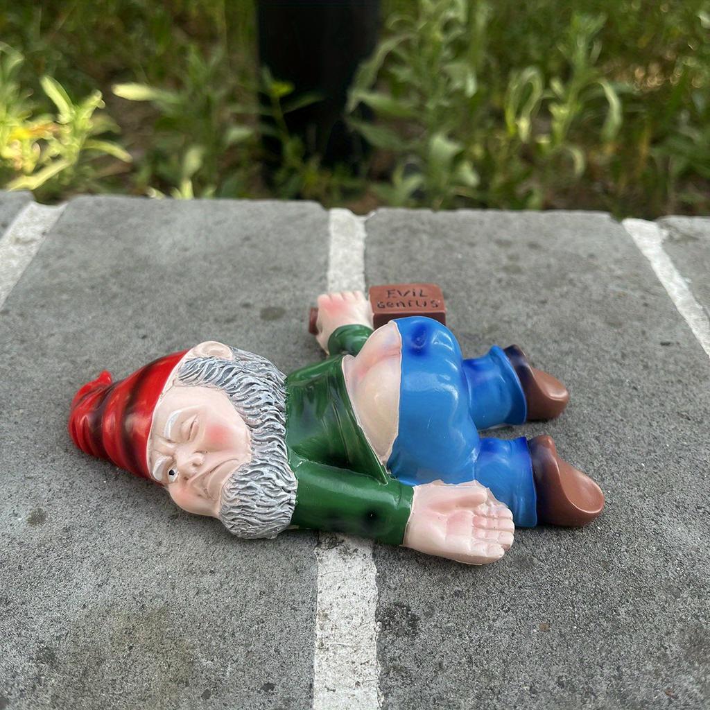 1pc Drunken Garden Gnome Statue, 5.91inch Resin Garden Gnome Crafts, Garden Decoration, Creative Garden Statue Decor, Weatherpro