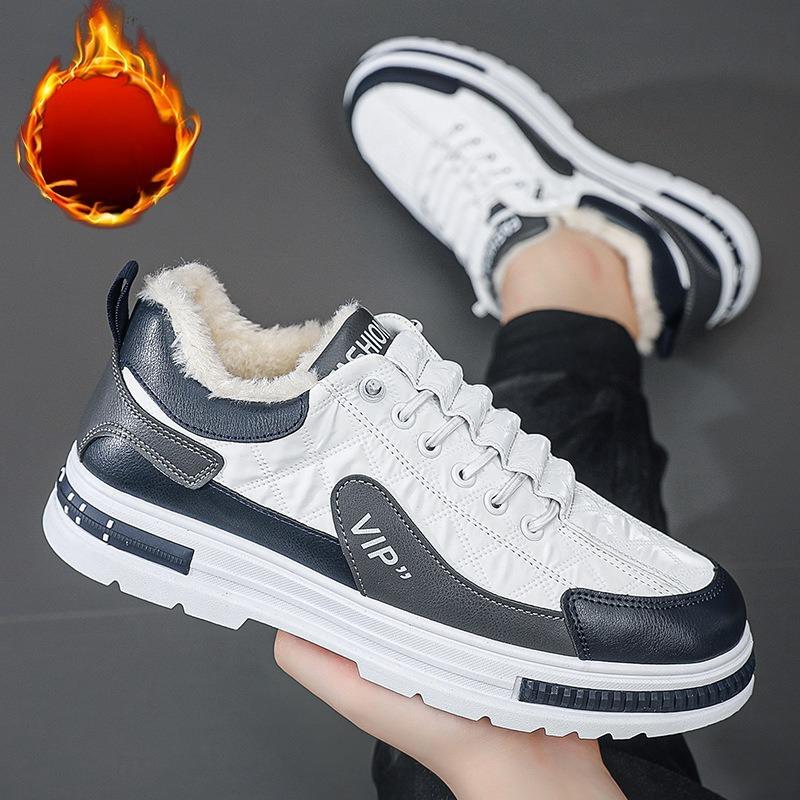 Winter Large Size Warm Men's Shoes Padded Low Top Work Boots Men's Casual Tide Shoes Sneakers Sports Cotton Shoes Comfortable Versatile Shoes