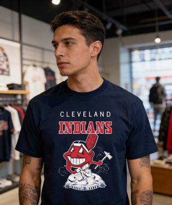 Neues Cleveland Indians Chief Wahoo est 1959 Geschenk S-234XL Marineblau Baumwollhemd