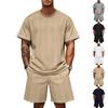 Men's Summer Jacquard Suit, Round Neck, Short-sleeved Shorts, Casual Two-piece Suit