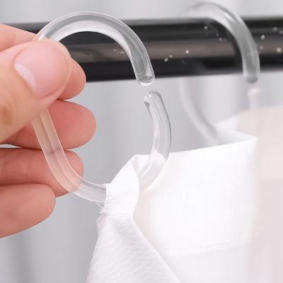 12/24PCS Clear Shower Curtain Rings Hooks Bathroom Plastic Pole Rail Guide Hanger Household Bathroom Products Replacement Hooks