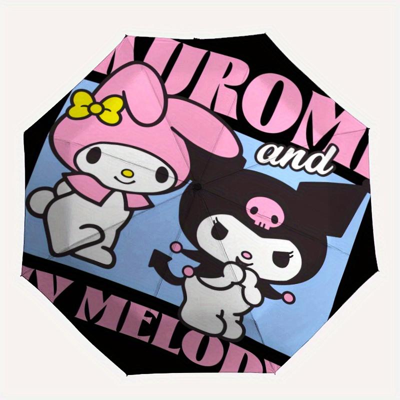 Kuromi and My Melody Sanrio Automatic Open/CloseCartoon Umbrella-CuteUmbrella with Cute Design, Portable 3-Fold Compact Umbrella for Men & Women, Vale