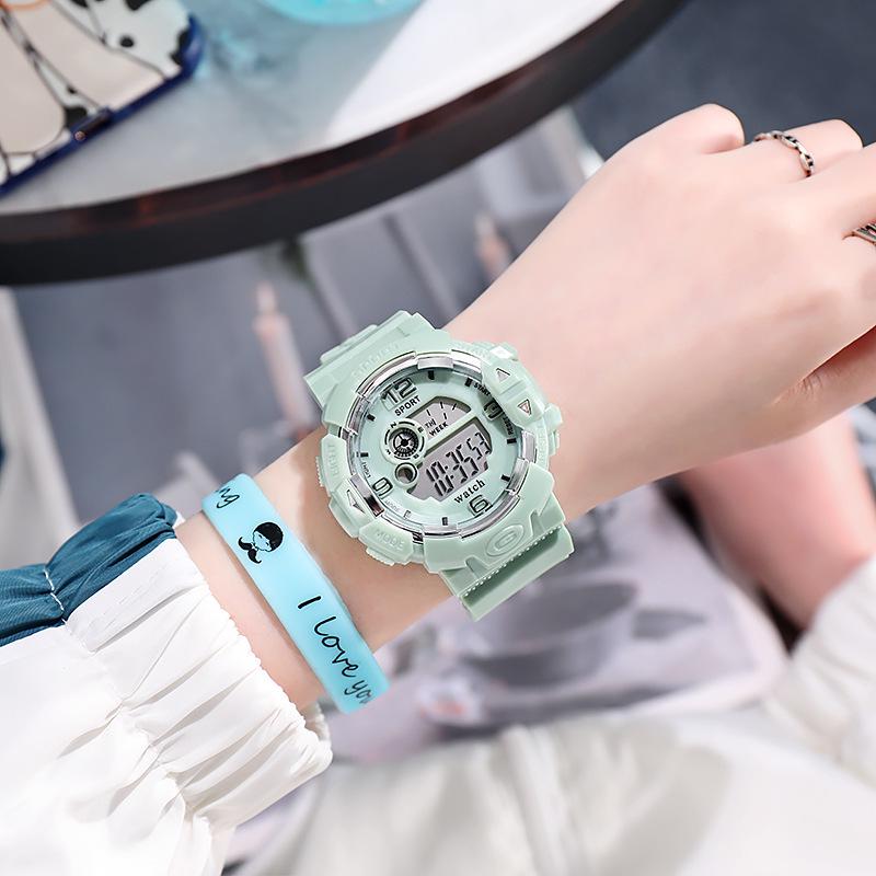 Harajuku Style Large Dial Electronic Watch: Unisex, Multifunctional, Sports Waterproof, Luminous with Alarm.