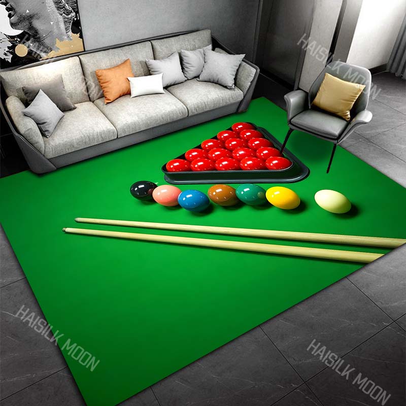 3D HD Billiard Balls Theme Printed Carpet for Living Room Bedroom Office Child Room Rug Durable Non-slip Machine Washable Mat