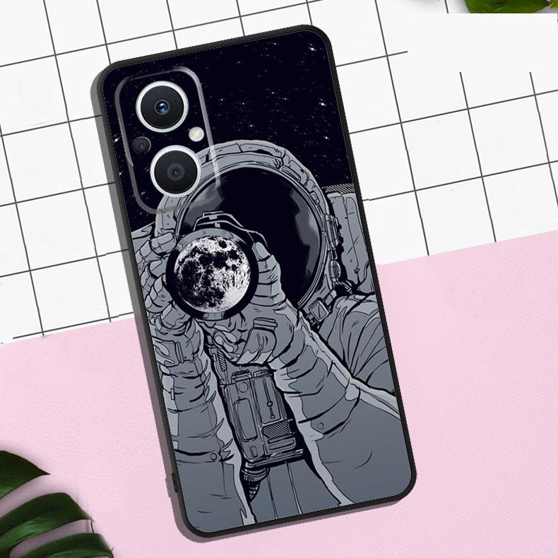 

Space Moon Astronaut Case For OPPO Reno 13F 13 12 12F 11 11F 8T 7 8 10 Pro OPPO Find X8 Pro X6 X3 X5 Lite Cover OPPO Find X6 Pro