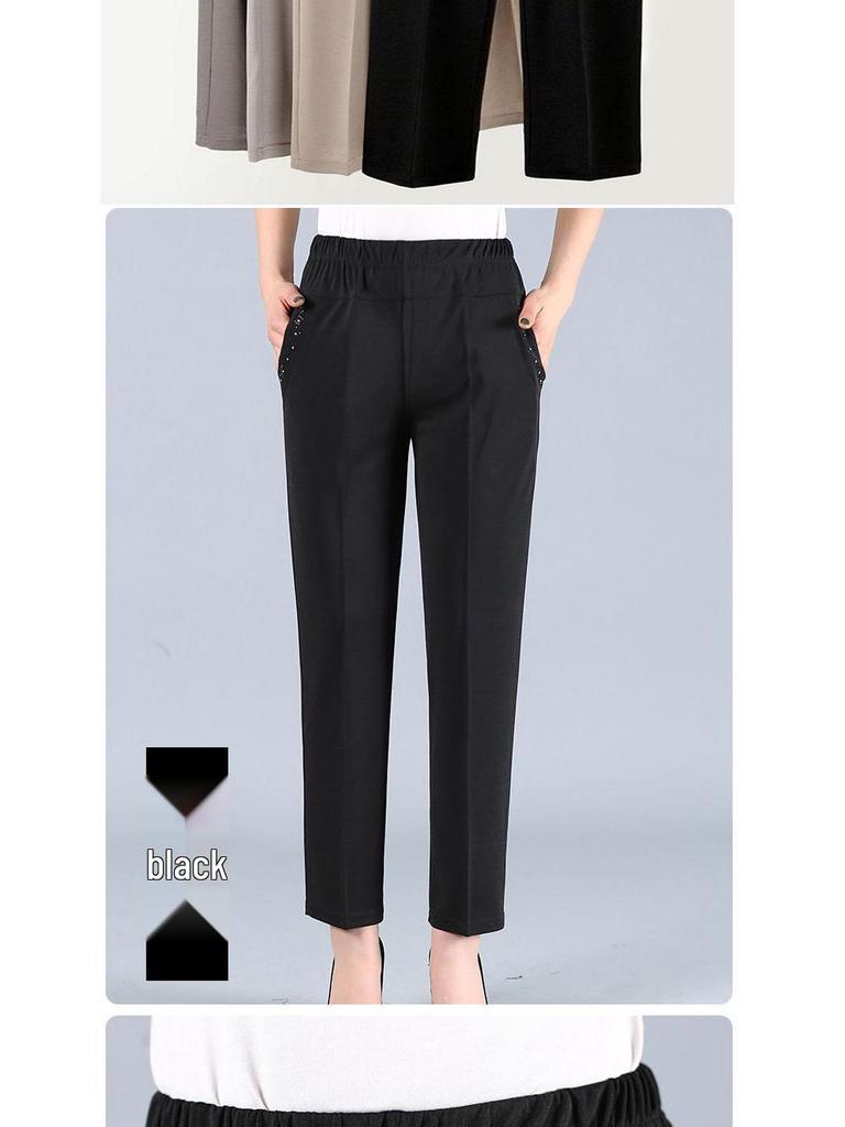 Summer Stretch High-Waist Casual Pants for Women - Loose, Straight-Leg, Grandma Style