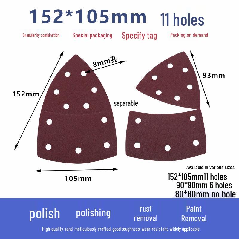 11-Hole Palm-Sized Flocking Sandpaper (152x105mm) - Cross Triangle Red Sand Diamond Sheet