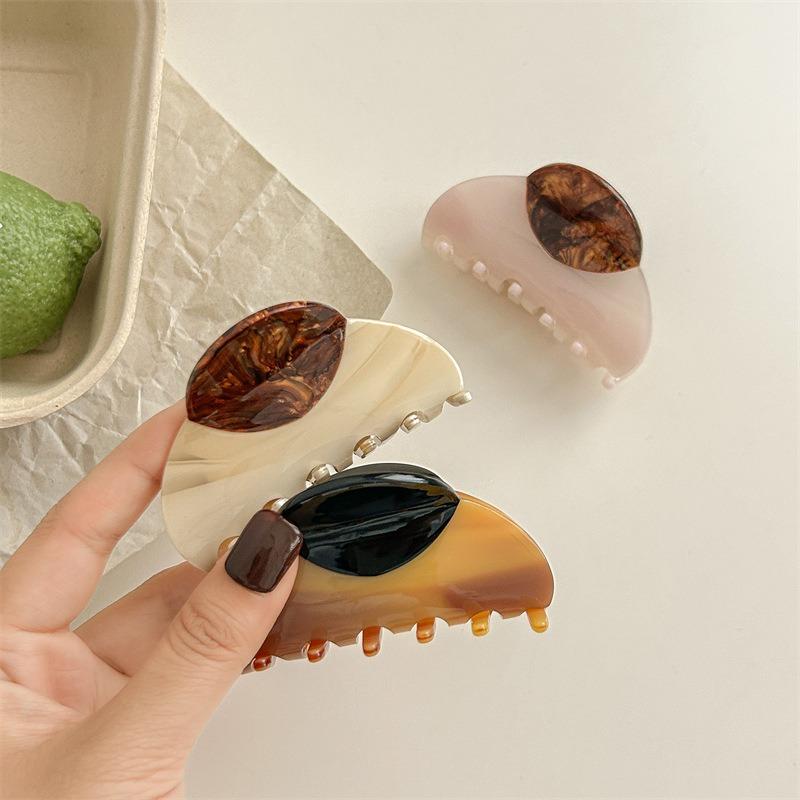 Vintage Spliced Acetic Acid Hair Claw Clip Headwear for Women Korea Elegant Geometric Hairpin Hair Accessories